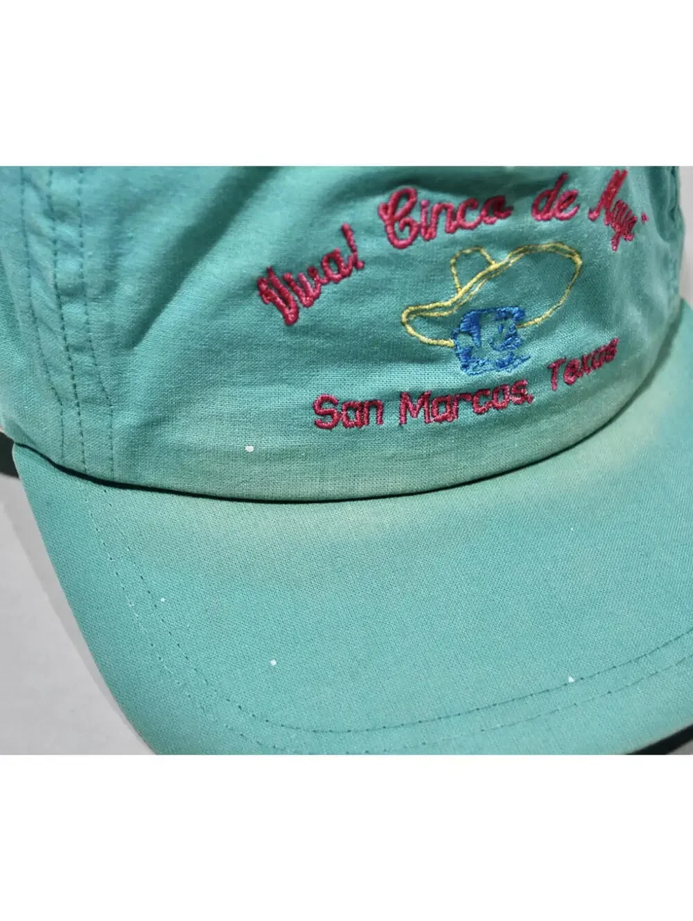 Vintage Cinco De Mayo San Marcos Texas 90s Blue Mexico Leather Strap Hat